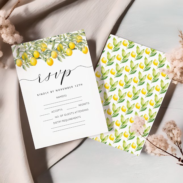 Mediterranean Lemon Citrus Wedding RSVP cards (Creator Uploaded)