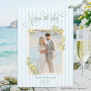 Mediterranean Lemon Coastal Wedding Photo Save The Date