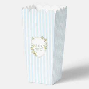 Mediterranean Lemon Crest Wedding Popcorn Favour Box
