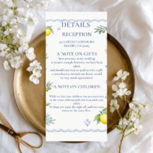 Mediterranean Lemon Floral Information Design Enclosure Card