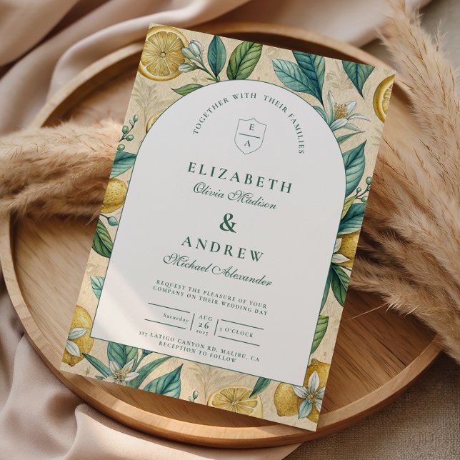 Mediterranean Lemon Garden Wedding Invitation (Creator Uploaded)