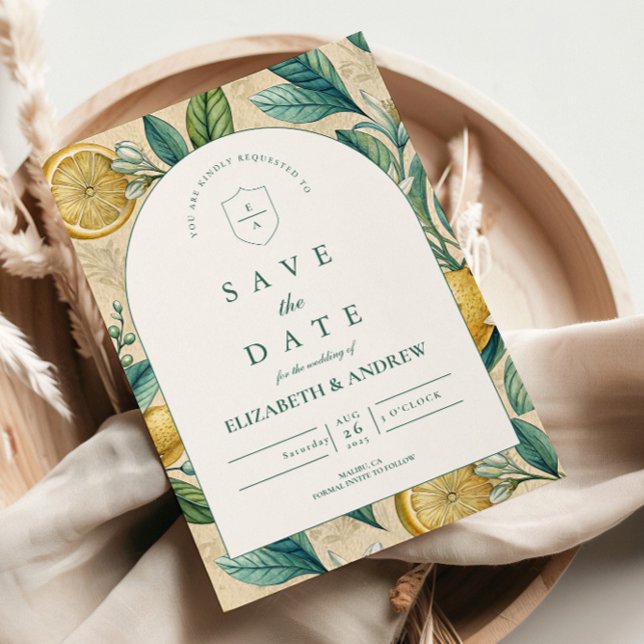 Mediterranean Lemon Garden Wedding Save The Date (Creator Uploaded)