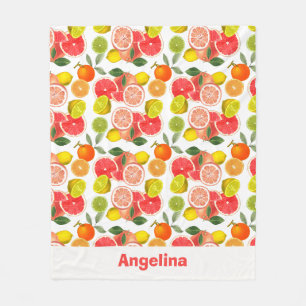 Mediterranean Lemon Leaves name Fleece Blanket