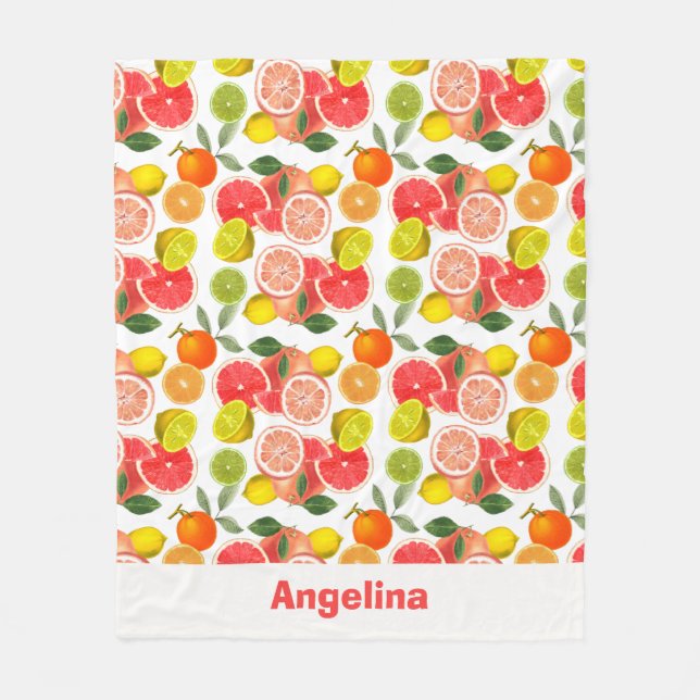 Mediterranean Lemon  Leaves name Fleece Blanket (Front)