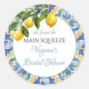 Mediterranean Lemon Main Squeeze Bridal Shower Classic Round Sticker