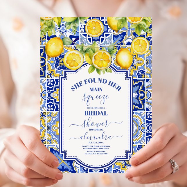 Mediterranean Lemon Main Squeeze Bridal Shower Invitation (Creator Uploaded)