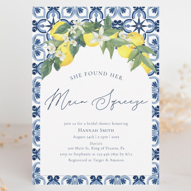 Mediterranean Lemon Main Squeeze Bridal Shower Invitation (Creator Uploaded)