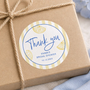 Mediterranean Lemon Thank You Bridal Shower Classic Round Sticker