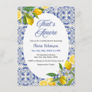 Mediterranean Lemon That's Amore Bridal Shower  Invitation