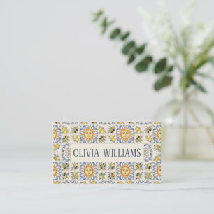 Mediterranean Lemon Tile Italian Coastal Design Business Card