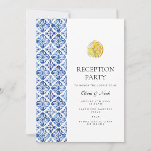 Mediterranean Lemon Tile Reception Invitation Card
