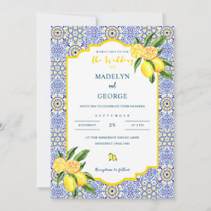 Mediterranean Lemon Tile Wedding Invitation