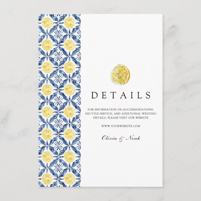 Mediterranean Lemon Tiles Details  Enclosure Card (Front)