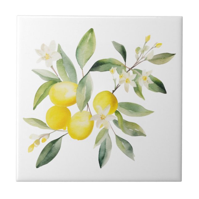 Mediterranean Lemon Tuscany Design Ceramic Tile (Front)