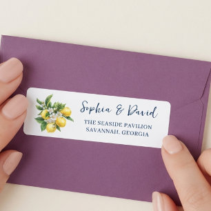Mediterranean Lemon Watercolor Wedding Address Return Address Label