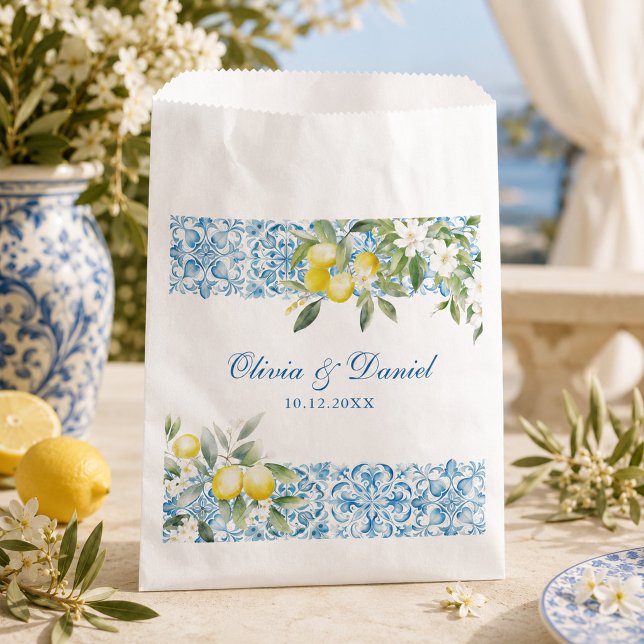 Mediterranean Lemon Wedding Favour Bag (Mediterranean Lemon Wedding Favor Bag)