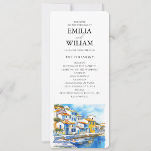 Mediterranean Lemon Wedding Program Card