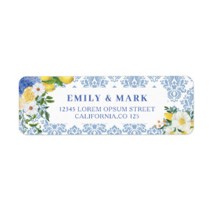 Mediterranean Lemon Wedding Return address Label