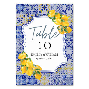 Mediterranean Lemon Wedding Table Number