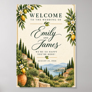 Mediterranean Lemon Wedding Welcome Sign | Italian
