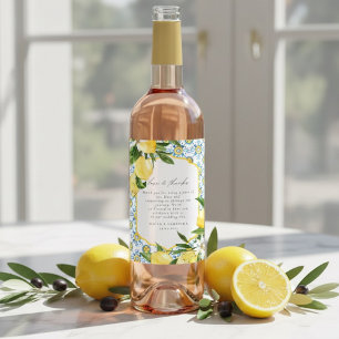 Mediterranean Lemon Wedding  Wine Label