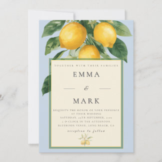 Mediterranean Lemon with QR Code | Blue Invitation