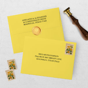 Mediterranean Lemon Yellow Wedding Envelope