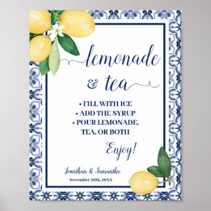 Mediterranean Lemonade & Tea Bar Wedding Shower Poster