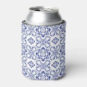 Mediterranean Lemons Blue Mosaic Tile Wedding Can Cooler