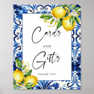 Mediterranean Lemons Bridal Shower Cards and Gifts Poster