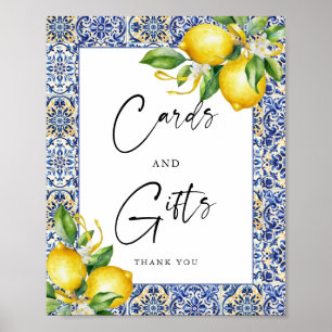 Mediterranean Lemons Bridal Shower Cards and Gifts Poster
