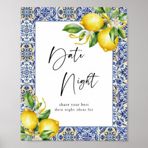 Mediterranean Lemons Bridal Shower Date Night Sign