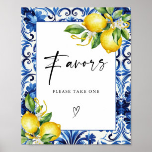 Mediterranean Lemons Bridal Shower Favours Sign