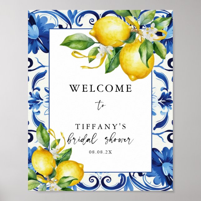 Mediterranean Lemons Bridal Shower Welcome Sign (Front)