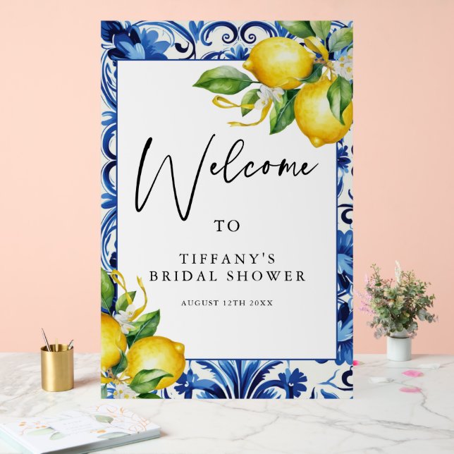 Mediterranean Lemons Bridal Shower Welcome Sign (Wedding)