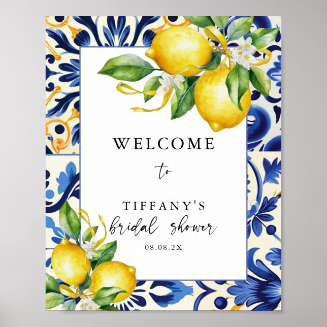 Mediterranean Lemons Bridal Shower Welcome Sign (Front)