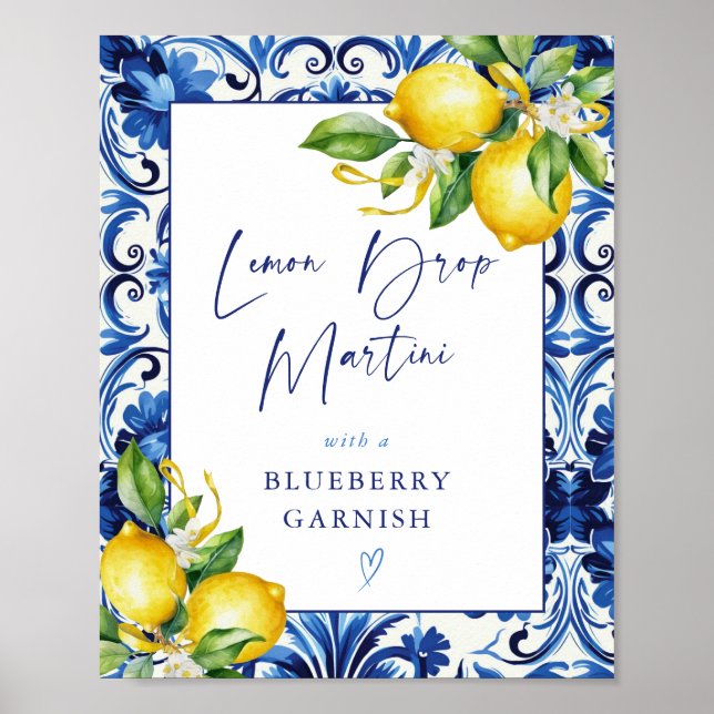 Mediterranean Lemons  Lemon Drop Martini Sign (Front)