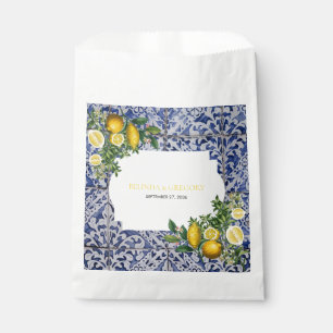Mediterranean Lemons Portuguese Tiles Wedding Favour Bag