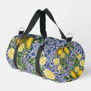 Mediterranean Lemons Summer Portuguese Tiles Duffle Bag