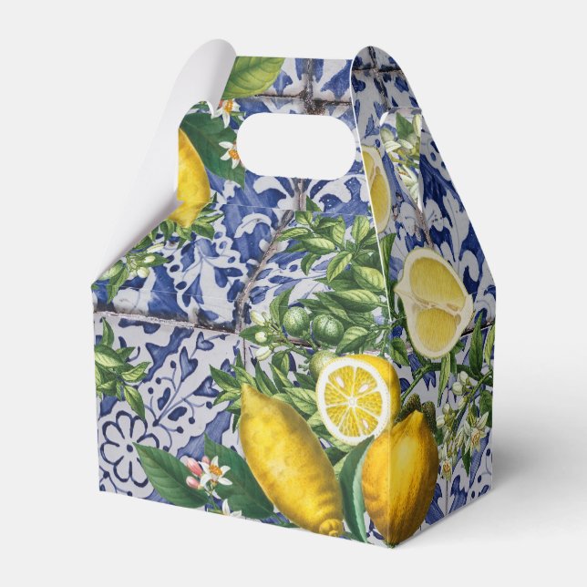 Mediterranean Lemons Summer Portuguese Tiles   Favour Box (Front Side)