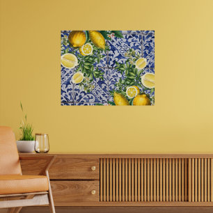 Mediterranean Lemons Summer Portuguese Tiles Poster