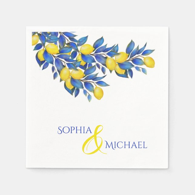 Mediterranean-Lemons-Wedding- Napkins (Front)