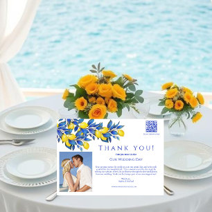 Mediterranean-Lemons-Wedding Photo-Thank You- Invitation