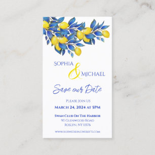 Mediterranean- Lemons- Wedding-Save the Date- Business Card