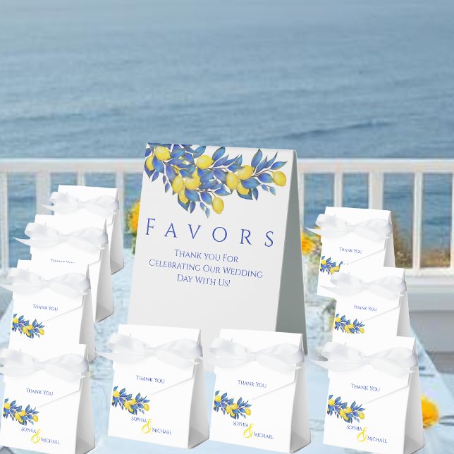 Mediterranean-Lemons-Wedding Thank you Favour Box (Mediterranean-Lemons-Wedding Thank you Favor Boxes)