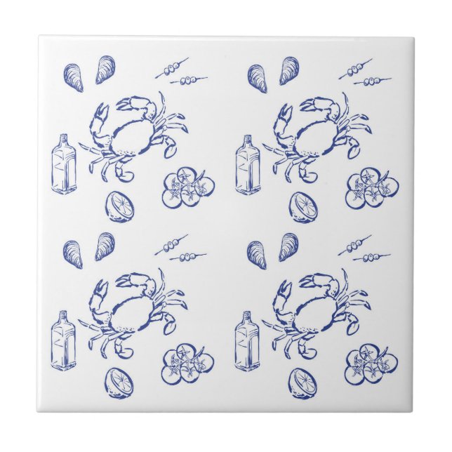 Mediterranean Life Outline Ceramic Tile (Front)