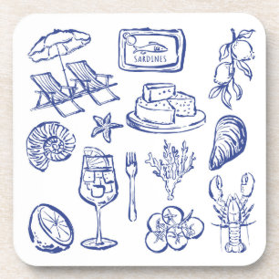  Mediterranean Life Outline Coaster