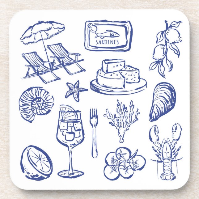  Mediterranean Life Outline Coaster (Front)