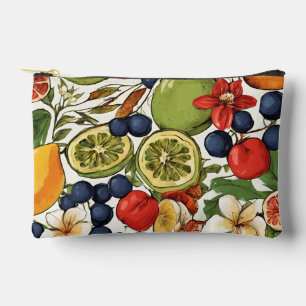Mediterranean Limes, Lemons and Flowers. Painted Accessory Pouch