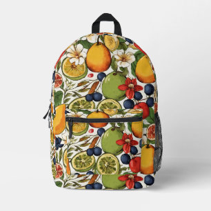 Mediterranean Limes, Lemons and Flowers. Painted Printed Backpack
